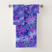 Paarse en blauwe  fractale Kaleidoscoop Bad Handdoek (Insitu)
