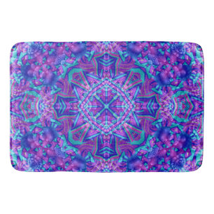 Paarse en blauwe fractale Kaleidoscoop Badmat