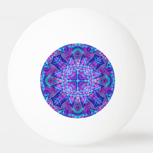 Paarse en blauwe fractale Kaleidoscoop Pingpongballen (Achterkant)