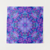 Paarse en blauwe fractale Kaleidoscoop Wandkleed (Voorkant (horizontaal))