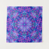 Paarse en blauwe fractale Kaleidoscoop Wandkleed (Voorkant)
