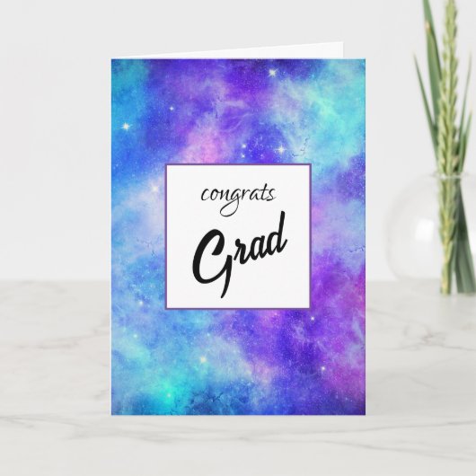 Paarse en Blauwe Galaxy Space Abstract Afstuderen Kaart (Voorkant)