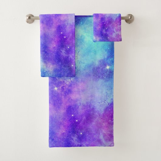 Paarse en Blauwe Galaxy Space Abstract Bad Handdoek (Insitu)