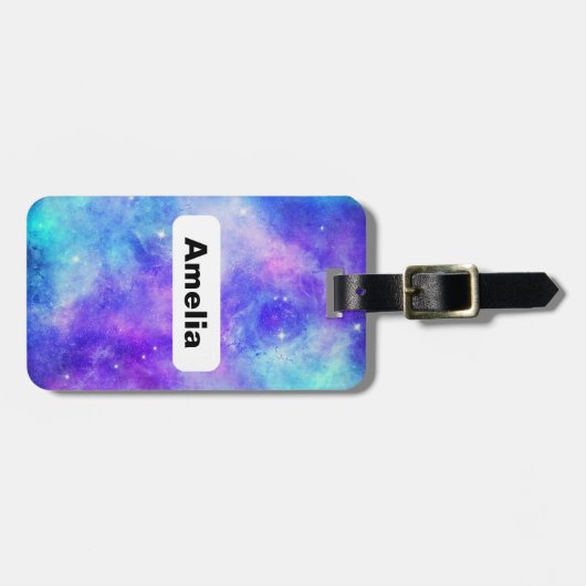 Paarse en Blauwe Galaxy Space Abstract Bagagelabel (Voorkant horizontaal)