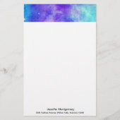 Paarse en Blauwe Galaxy Space Abstract Briefpapier (Voorkant)