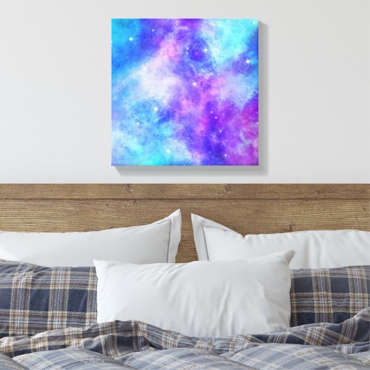 Paarse en Blauwe Galaxy Space Abstract Canvas Afdruk (Insitu (Slaapkamer))