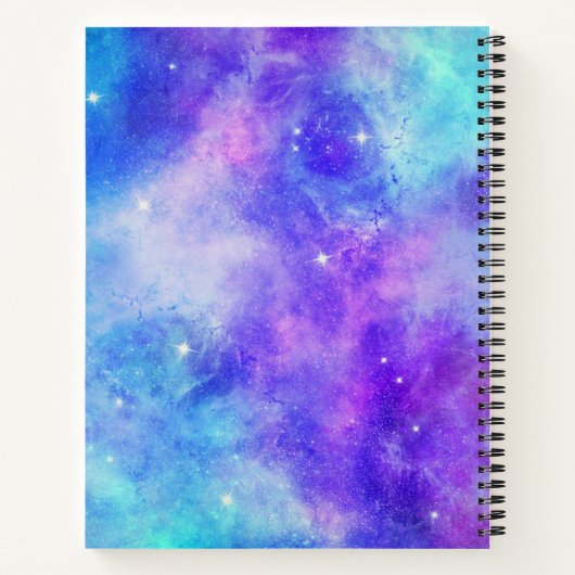 Paarse en Blauwe Galaxy Space Abstract Notitieboek (Achterkant)