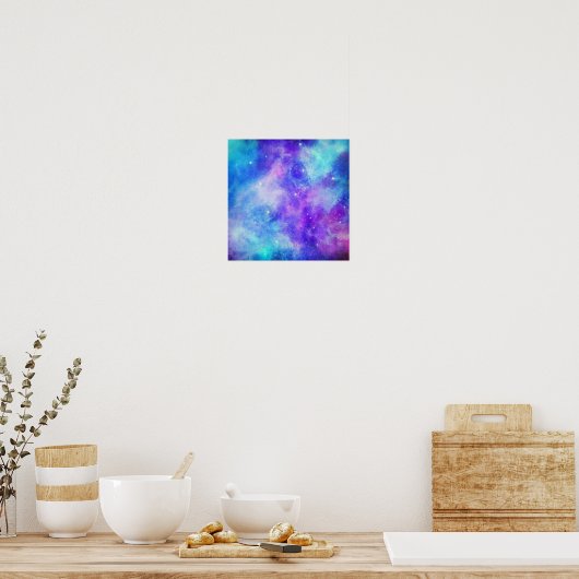 Paarse en Blauwe Galaxy Space Abstract Poster (Keuken)