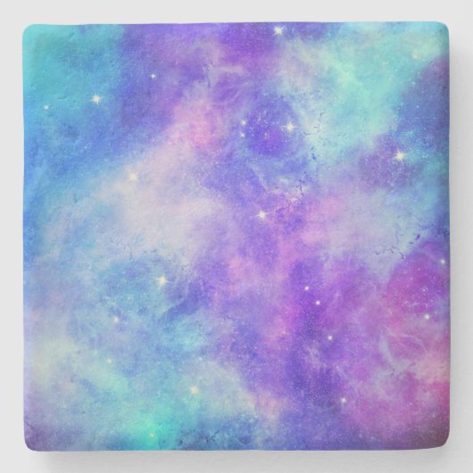 Paarse en Blauwe Galaxy Space Abstract Stenen Onderzetter (Voorkant)