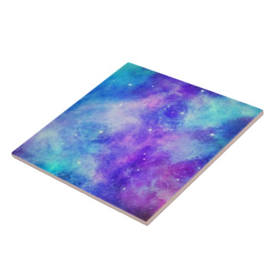 Paarse en Blauwe Galaxy Space Abstract Tegeltje (Zijkant)