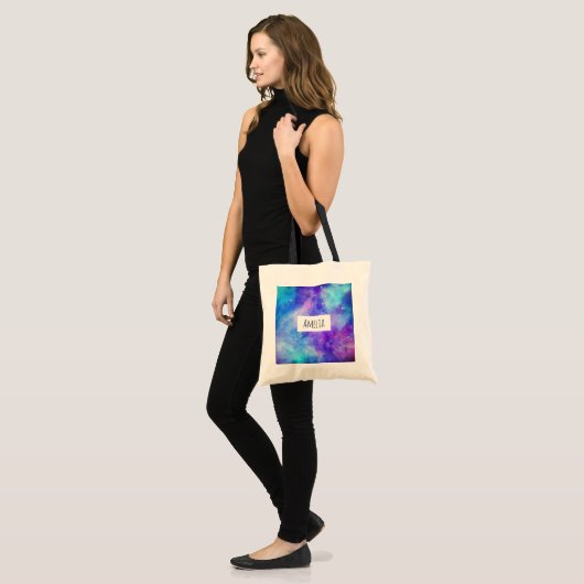 Paarse en Blauwe Galaxy Space Abstract Tote Bag (Voorkant (model))