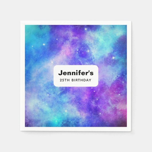 Paarse en Blauwe Galaxy Space Abstract Verjaardag Servet (Voorkant)