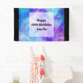 Paarse en Blauwe Galaxy Space Abstract Verjaardag Spandoek (Insitu)