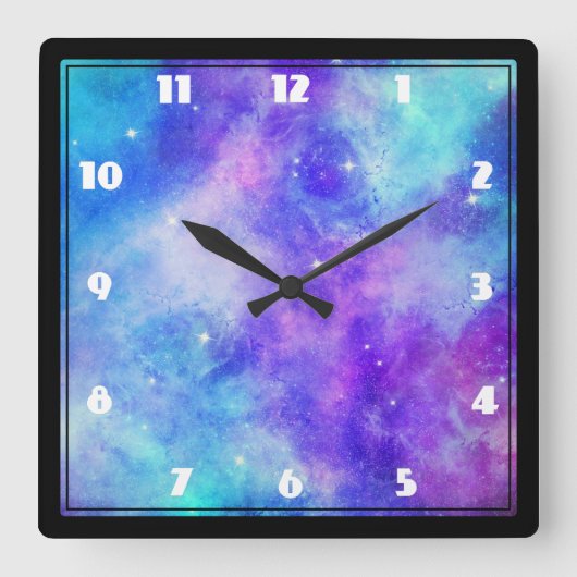 Paarse en Blauwe Galaxy Space Abstract Vierkante Klok (Voorkant)
