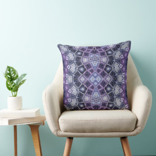 Paarse en blauwe geometrische caleidoscooppatroon kussen