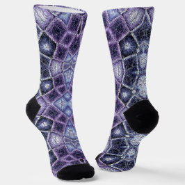 Paarse en blauwe geometrische caleidoscooppatroon sokken