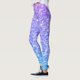 Paarse en blauwe glitter leggings