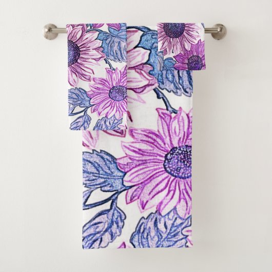 Paarse en blauwe handdoekset voor fijne zweetafdek bad handdoek (Insitu)