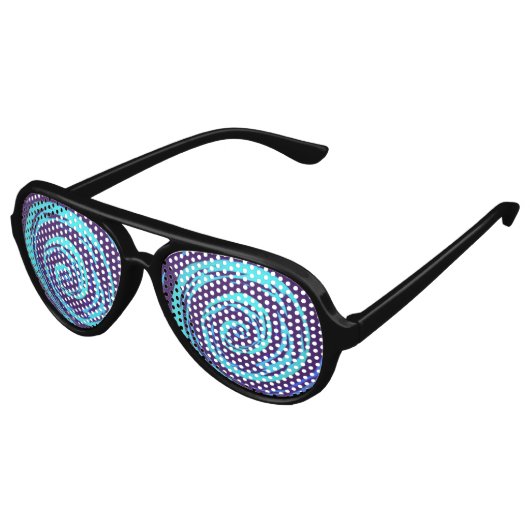 Paarse en blauwe hypnotische wervelkunst aviator zonnebril (Gekanteld)