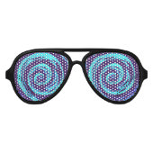 Paarse en blauwe hypnotische wervelkunst aviator zonnebril (Voorkant)