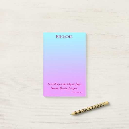 Paarse en Blauwe Inspirerend Vrede Post-it® Notes (Op bureau)