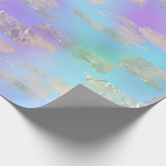 Paarse en blauwe Iridescent & Roos Gold Foil Paint Cadeaupapier (Hoek)