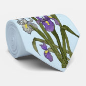 Paarse en blauwe iris Waterverf bruiloft Stropdas (Opgerold)