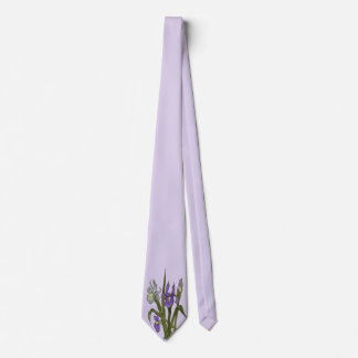 Paarse en blauwe iris Waterverf bruiloft Stropdas
