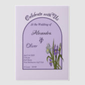 Paarse en blauwe iris Waterverf minimalistische br Vellum Uitnodigingen (Voorkant)