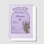 Paarse en blauwe iris Waterverf minimalistische br Vellum Uitnodigingen (Offset)