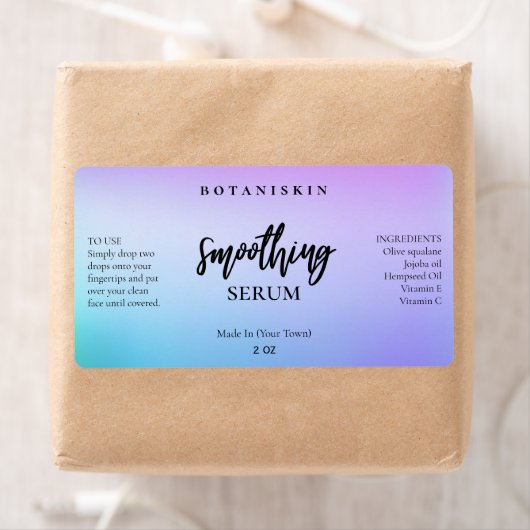 Paarse en blauwe kant- en haarserumetiketten etiket (Insitu)