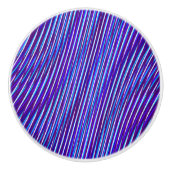 Paarse en blauwe lijnen - Psychedelische, trippy s Keramische Knop (Voorkant)