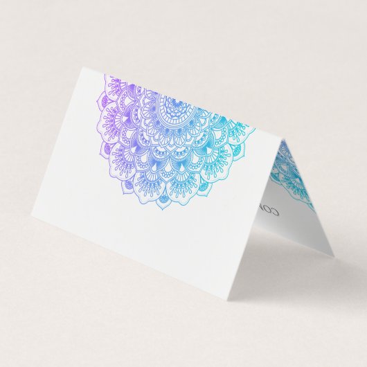 Paarse en blauwe mandala visitekaartjes (Achterkant)