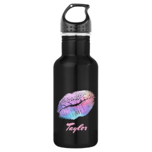 Paarse en blauwe neonlips Kiss Waterfles