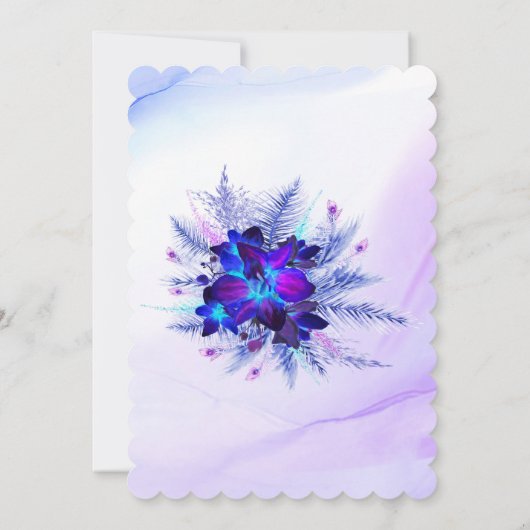Paarse en blauwe orchidee Quinceañera uitnodiging (Achterkant)