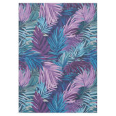 Paarse en Blauwe Palm Leaf Tropische Patroon Tafelkleed (Voorkant)