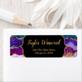 Paarse en Blauwe Peacock Agaat Etiket (Insitu)