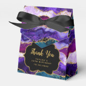 Paarse en Blauwe Peacock Agaat Verjaardag Dank u Bedankdoosjes (Voorkant Zijde)