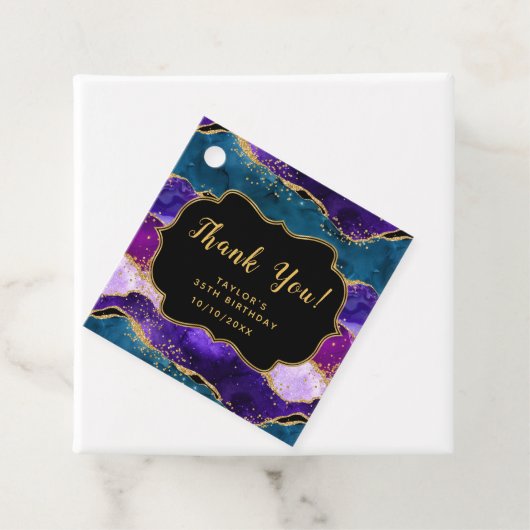 Paarse en Blauwe Peacock Agaat Verjaardag Dank u Bedankjes Labels (In situ)