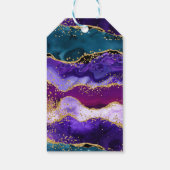 Paarse en Blauwe Peacock Agaat Verjaardag Dank u Cadeaulabel (Achterkant)