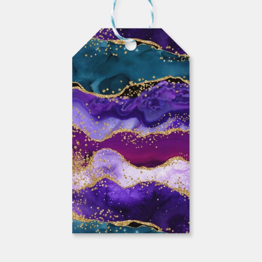 Paarse en Blauwe Peacock Agaat Verjaardag Dank u Cadeaulabel (Achterkant)