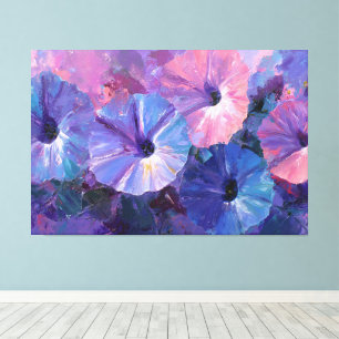 Paarse en Blauwe Petunia Schildering Abstracte Wan Canvas Afdruk
