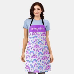 Paarse en blauwe regenboog all-over print schort