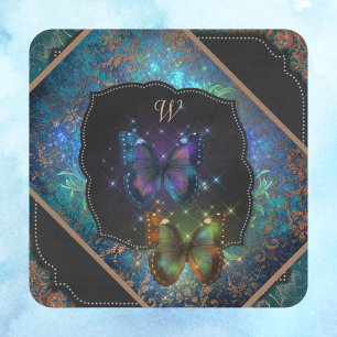 Paarse en blauwe roomvlinders Fantasie Vierkante Sticker