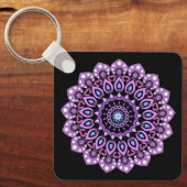Paarse en blauwe Sleutelhanger Mandala (Voorkant)