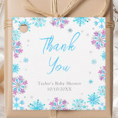 Paarse en Blauwe Sneeuwvlokken Baby shower Bedankt Bedankjes Labels