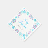 Paarse en blauwe sneeuwvlokken kerstfeest servet (Hoek)