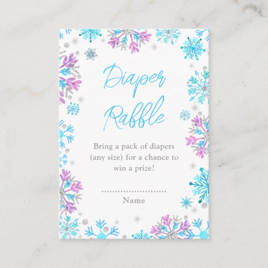 Paarse en blauwe sneeuwvlokken Winterdruppelaar Informatiekaartje (Voorkant)