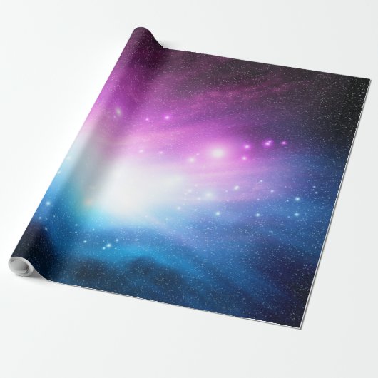 Paarse en blauwe Space Galaxy Sky Wrapping Papier (Uitgerold)
