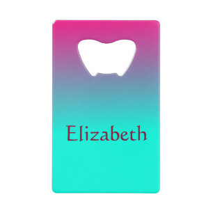 Paarse en Blauwe Stralende Schoonheid Kredietkaart Flessenopener